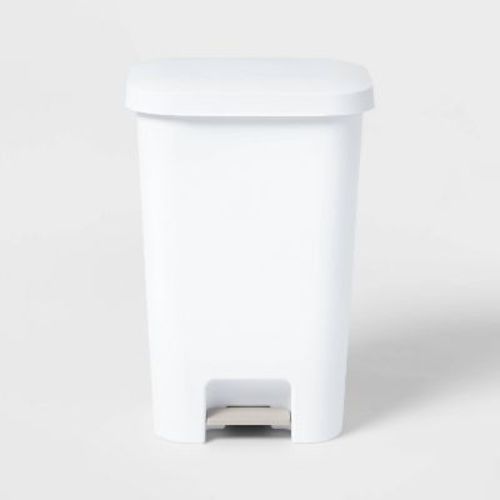 11.9gal Step Trash Can White - Brightroom™: Pedal-operated Kitchen Garbage Can, Textured Plastic, Indoor Use