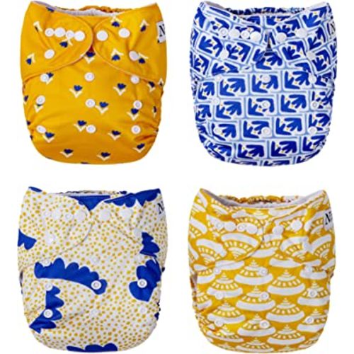 Sicilian Summer 4-Pack Cloth Pocket Diapers with 4 Inserts