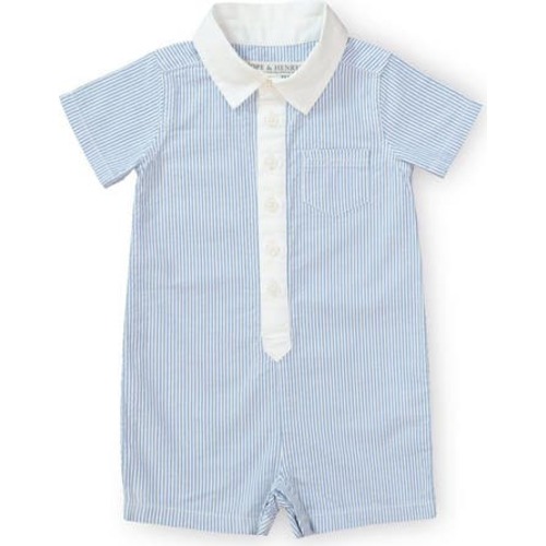 Baby Seersucker Button Front Romper, Infant, 0-3M