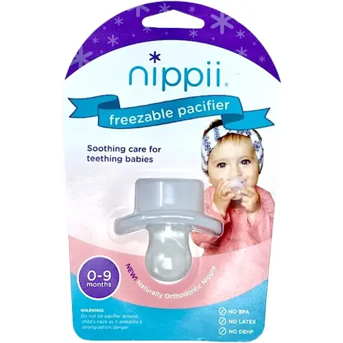 Freezable Orthodontic Pacifier for Teething Relief - BPA Free, Leak Proof, One Piece Silicone Design, Easy to Clean - Cooling Teether for Babies 0-9 Months, for Boys and Girls - Made in USA.