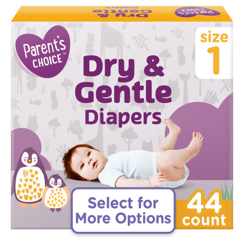 Parent's Choice Dry & Gentle Diapers Size 1, 44 Count (Select for More Options)