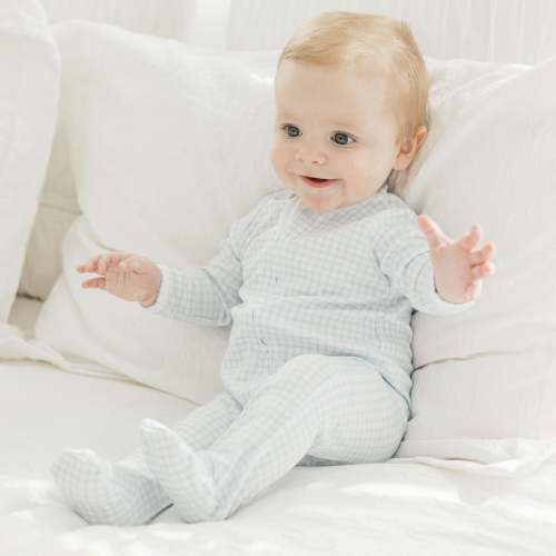 Peek-A-Boo Wishes Zip Footie - Light Blue