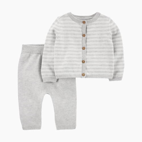 Carter's 2-Piece Cardigan & Pant Set - Grey Stripes, 3 M