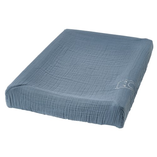 VÄDRA Cover for changing pad - beige/blue 18 7/8x29 1/8 "