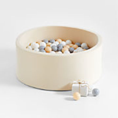 Baby and Toddler Natural Pop-Up Ball Pit with White, Pink and Grey Balls + Reviews | Crate and Barrel