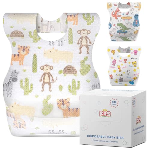 KIIS Disposable Baby Bibs for Baby Boys and Girls - Individually Packaged - Hygienic, Soft and Leakproof
