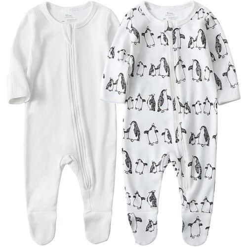 O2 BABY Baby Boys Girls Organic Cotton Zip-Front Sleeper Pajamas, Footed Sleep 'n Play