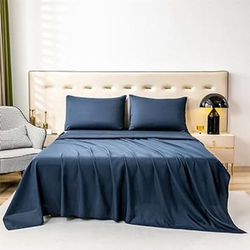 Bedlifes King Sheet Set- Ultra Soft Sheets-Luxury-Breathable-16 Deep Pocket- 1800 Thread Count Percale Egyptian Microfiber Bed Sheets Wrinkle, Fade and Stain Resistant King Size Navy 4 Pieces
