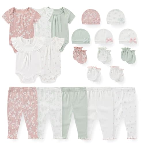 JELYLOVE Unisex Baby Boy Girl Bodysuits Sets 20 Pack Cotton Casual New Born Clothes Comfort Infant Outfit Essentials
