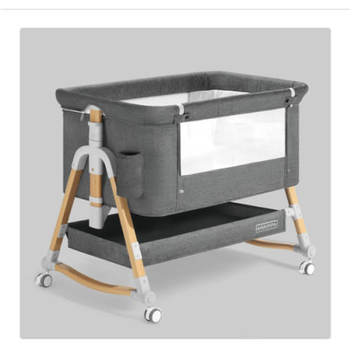 HARPPA Cuddly 3-in-1 Baby Bassinet Bedside Sleeper for Reflux | Attaches to Bed, Adjustable 5 Heights, Non-Toxic & CPSC Certified | Sturdy Aluminum Frame, Portable Wheels, Tool-Free Setup, Gentle Rocking | Perfect for Newborns, Infants, Small Spaces & Saf