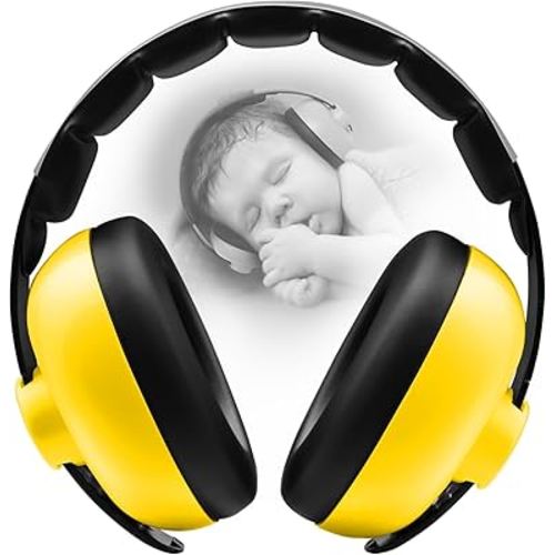 Baby Ear Protection for Babies - Noise Reduction Earmuffs 3-36 Months- Comfortable Baby Headphones Against Hearing Damage & Improves Sleep - Yellow