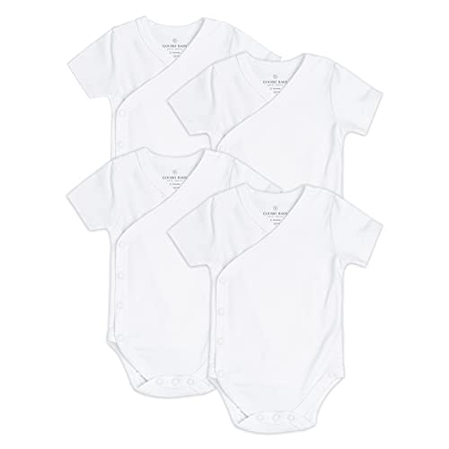 Baby Side Snap Bodysuit Set, 100% Cotton Boy Girl Unisex Kimono Onesie, 4 Pack