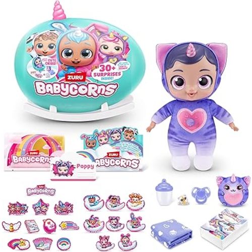 Babycorns Interactive Baby Doll Series 1 Large (Kitten) by ZURU with Lights and Sounds, Magical Babydolls, Surprise, Unboxing, Girls, Dolls, Story