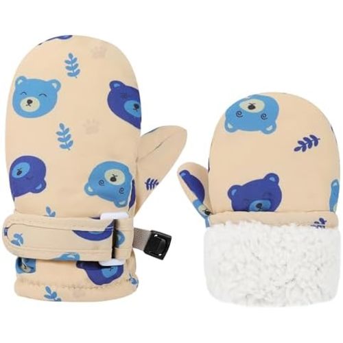 Toddler Gloves Kids Mittens Winter Warm Lined Fleece Gloves Waterproof Snow Baby Mitten for Boys Girls