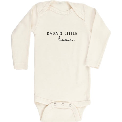 Baby Dada's Little Love Long Sleeve Organic Cotton Bodysuit, 0-3M, Natural