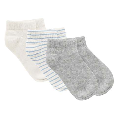 Print Ankle Socks Set of 3 in Heathered Mist, Pond Sweet Stripe & Natu