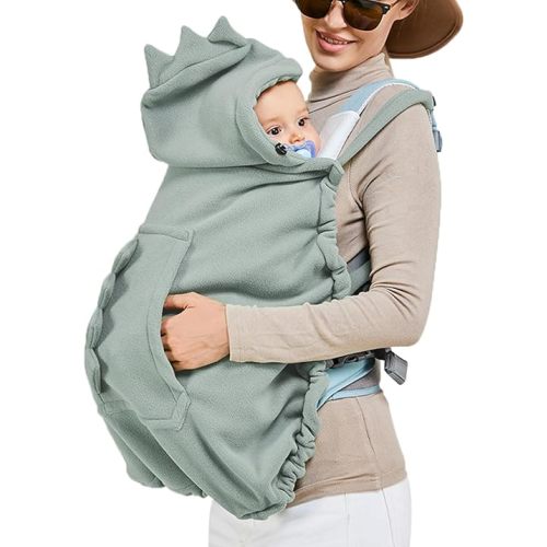 Baby Carrier Cover Stroller Cover,Newborn Hooded Stretchy Cloak,Soft Kangaroo Hoodie for Mom Baby,Suit for All Seasons (Grey)