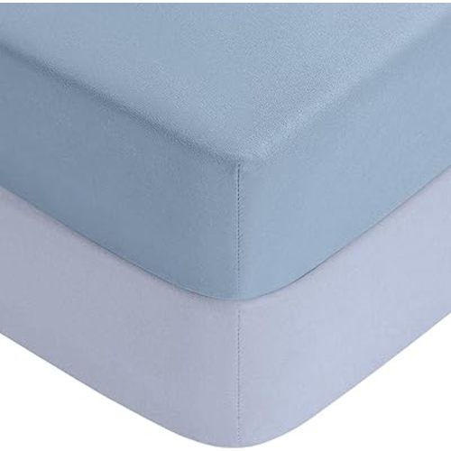 Yoofoss Baby Crib Sheets for Boys Girls, Fitted Crib Sheet 2 Pack for Standard Crib and Toddler Mattress, Super Soft Microfiber Baby Sheet 28x52x8in(Light Blue-Gray)