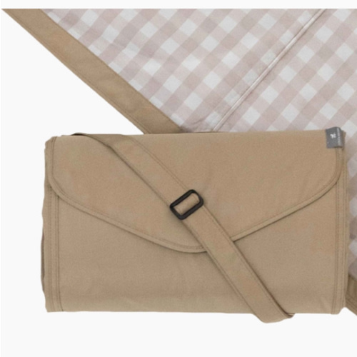 Little Unicorn Outdoor Family Picnic & Beach Blanket, Water-Resistant, Compact Fold, Large Size, 5 x 7 feet, (Beige Buffalo Check)
