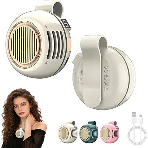 Portable Silent Mini Bladeless Fan Clip On, 5 Speeds 360° Rotatable Clip on Fan for Shirt & Waist, USB Rechargeable Small Fans Portable, 2026 New Whirlwind Fans for Outdoor/Travel/Office, White