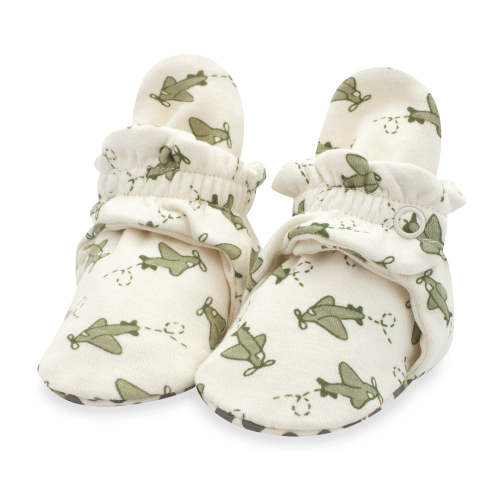 Airplanes Organic Cotton Gripper Baby Bootie – Zutano