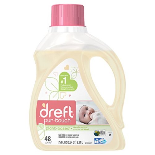 Dreft Purtouch Liquid Baby Laundry Detergent (HE) Hypoallergenic and Dye Free, 75 Ounces (48 Loads)