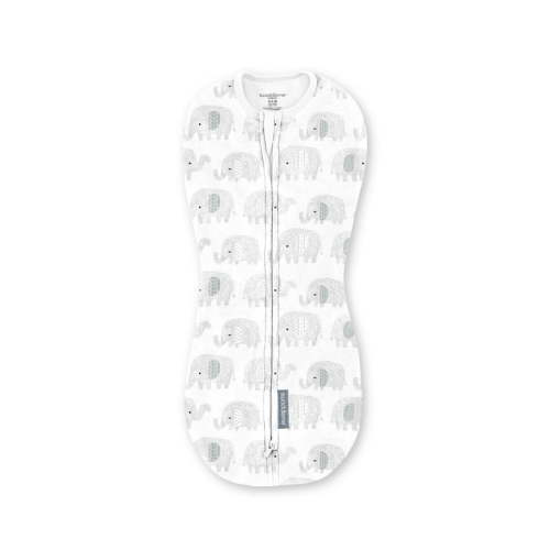 SwaddleMe by Ingenuity Compression Baby Swaddle Pod, Two-Way Zipper for Easy Diaper Changes, 0-2 Months, 1.0 TOG, 1-Pack - Scribble Elephant