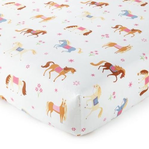 Wildkin Kids 100% Cotton Fitted Crib Sheet (horses)