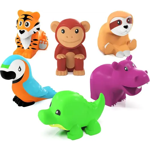 Tub Works® Rainforest™ Mold Free Bath Toys, 6 Pack | Sealed, No Hole Bath Toys Design Keeps Moisture Out | Soft, Squeezable & Float on Water | Easy-Grip Baby & Toddler Bath Toy | Great Baby Pool Toys