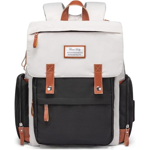 Diaper Bag Backpack Frank Mully Large Multifunction Travel Baby Bag for Mom Dad Black White