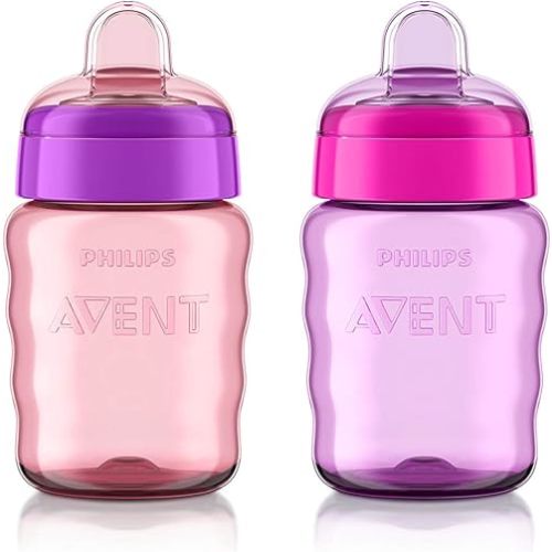 Philips AVENT My Easy Sippy Cup Spill-Proof Design, Pink/Purple, 9oz