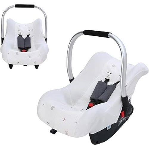 Miracle Baby Infant Car Seat Cover Liner, 100% Cotton Car Seat Cover, Newborn Car Seat Replacement Liner for 3 Point System (Bunny)