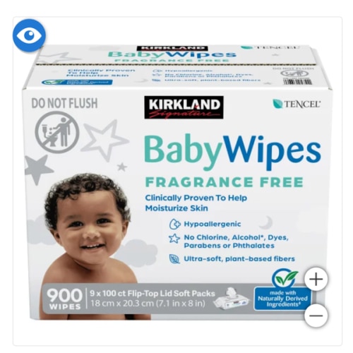 Kirkland Signature Baby Wipes Fragrance Free, 900-count