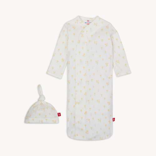 evangeline organic cotton magnetic cozy sleeper gown + hat set – Magnetic Me