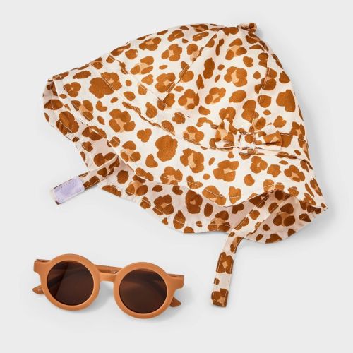 Baby Girls' Leopard Sunhat & Sunglasses Set - Cat & Jack™ Brown 6-12M