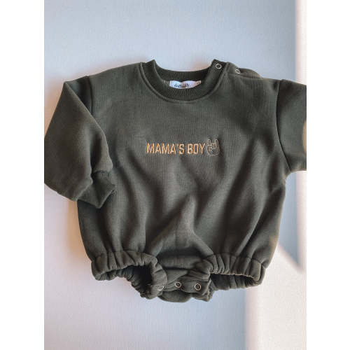 mama's boy embroidered bubble romper