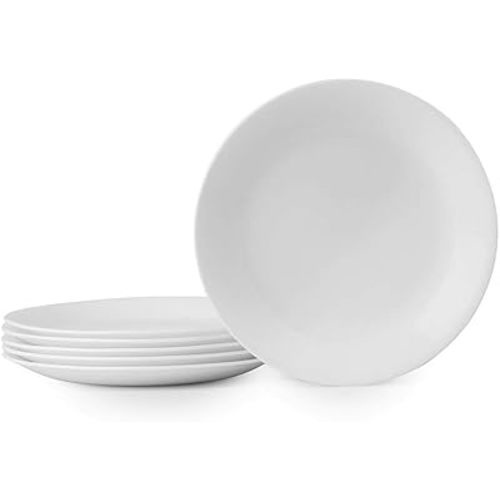 Corelle Vitrelle | 6-Piece Salad Plates Set, 8.5” Round Plates, Winter Frost White
