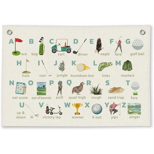 Golf Alphabet Nursery Decor - Linen Banner Wall Hanging Canvas Banner Flag Decor for Toddler Kids Room Bedroom Nursery Playroom