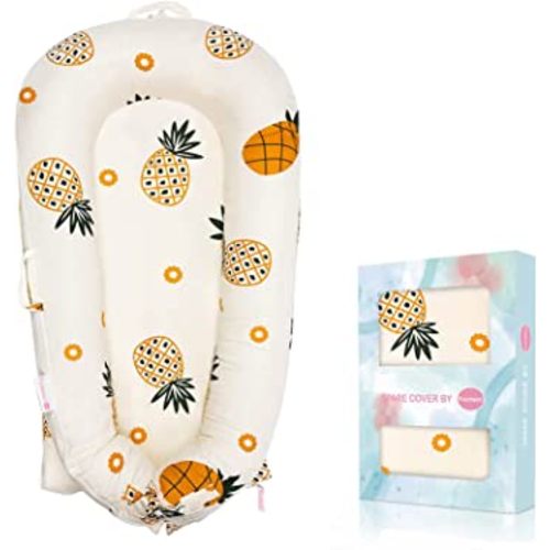 Baby Lounger Cover for Dockatot Deluxe + | 100% Cotton Hypoallergenic Newborn Premium Quality Spare Cover(Cover Only) (Pineapple)