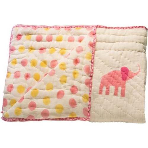 Pink elephant Organic Quilt - Naaya by Moonlight | Maisonette
