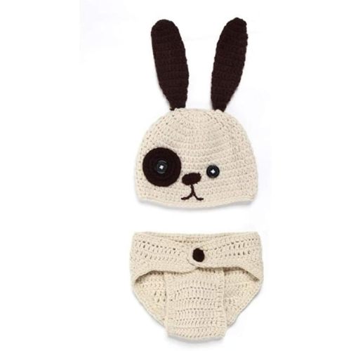 Vpang Newborn Baby Photo Shoot Props Boys Girls Crochet Knitted Hat Puppy Dog Outfit Hat Pants Photography Props