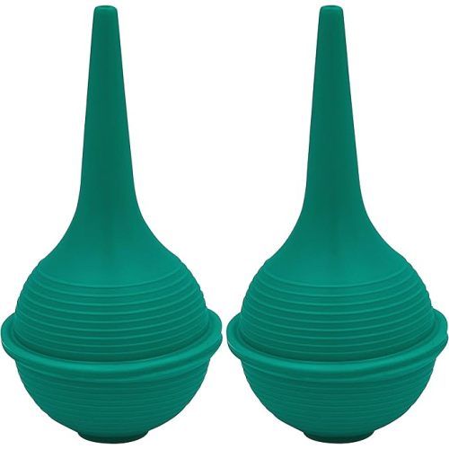 Sterile Rubber Bulb Syringe, 2 Pack, Green 1oz, Ear Wax Removal Ear Syringes For Baby & Adult Nasal Care, Sinus Rinse, Ear Syringes For Removing Ear Wax, Gentle Irrigation, Flat Bottom For Stability,