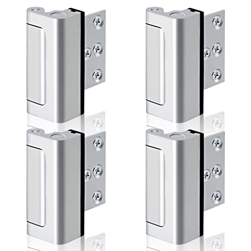 GreaTalent 4PACK Home Security Door Reinforcement Lock Childproof, Add High Security to Home Prevent Unauthorized Entry, Frame Lock, Aluminum Construction Finish, Silver