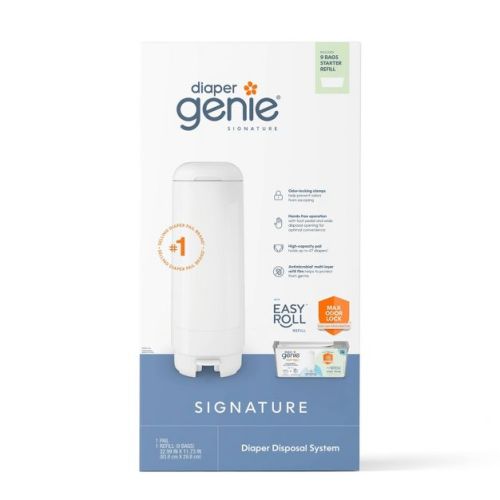 Diaper Genie Signature Pail With 9 Bags - White