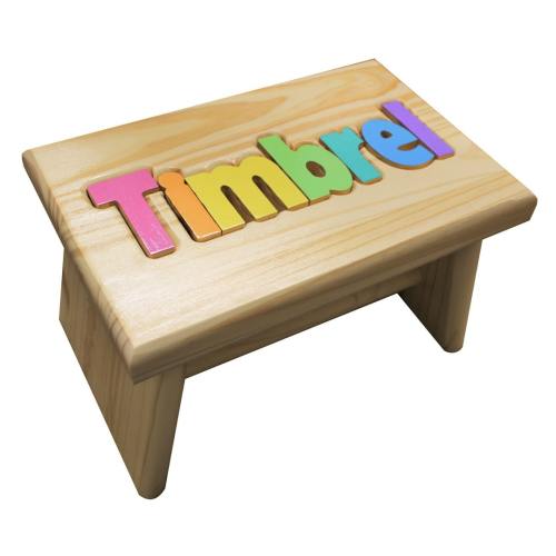 Puzzle Name Stool Personalized with Primary/Pastel Colors or Custom Colors