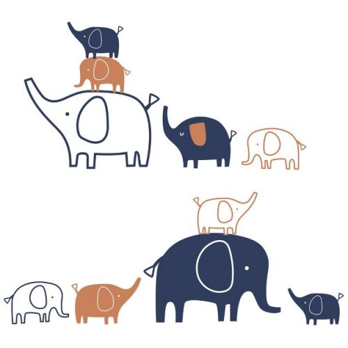 Lambs & Ivy Playful Elephant Blue/white/caramel Nursery Wall Decals/stickers