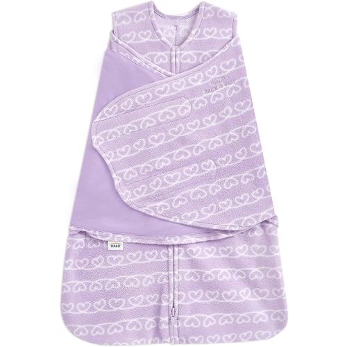 HALO Micro-Fleece Sleepsack Swaddle, 3-Way Adjustable Wearable Blanket, TOG 3.0, Heartline, Newborn, 0-3 Months