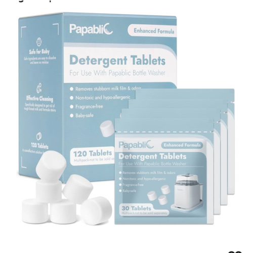 Papablic 120Pcs Official Detergent Soap Tablets for Baby Brezza,GROWNSY,Momcozy Bottle Washer Pro, Effective Cleaning with Safe Highly Concentrated Formula