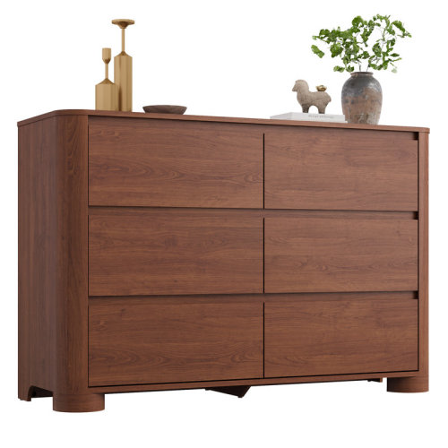 Winston Porter Dresser for Bedroom, 47" Modern Chest of Drawers with Sturdy Thickened Base, Rounded Corner Design for Bedroom, Living Room, Hallway, Walnut | Wayfair