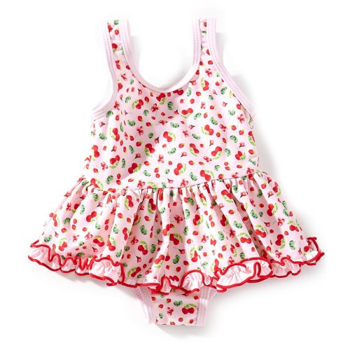 Edgehill Collection Baby Girls Cherry Print Ruffle One-Piece Swimsuit
